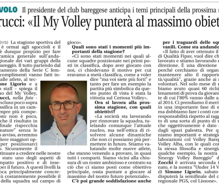 Il My Volley punterà al massimo obiettivo